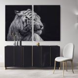 Tiger Large Black and White Photography Canvas Wall Art - Image 2