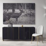 Reindeer Black and White Photography Canvas Wall Art