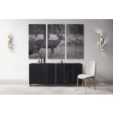 Reindeer Black and White Photography Canvas Wall Art - Image 3