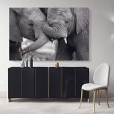 Black and White Elephants Photography Canvas Wall Art