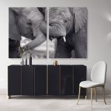 Black and White Elephants Photography Canvas Wall Art - Image 2