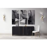 Black and White Elephants Photography Canvas Wall Art - Image 3