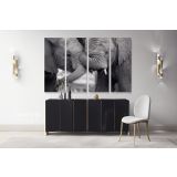 Black and White Elephants Photography Canvas Wall Art - Image 4