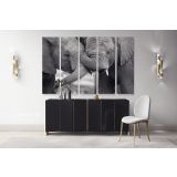 Black and White Elephants Photography Canvas Wall Art - Image 5