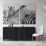 Zebra Large Black and White Photography Canvas Wall Art - Image 2