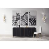 Zebra Large Black and White Photography Canvas Wall Art - Image 3