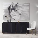 Husky Wolf Black and White Photography Canvas Wall Art