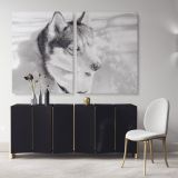 Husky Wolf Black and White Photography Canvas Wall Art - Image 2