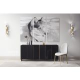 Husky Wolf Black and White Photography Canvas Wall Art - Image 3