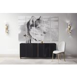Husky Wolf Black and White Photography Canvas Wall Art - Image 5