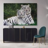 Large White Tiger and Cub Canvas Photography Canvas Wall Art