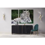 Large White Tiger and Cub Canvas Photography Canvas Wall Art - Image 2