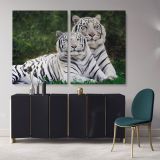 Large White Tiger and Cub Canvas Photography Canvas Wall Art - Image 3