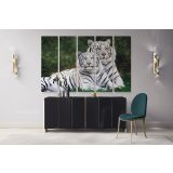 Large White Tiger and Cub Canvas Photography Canvas Wall Art - Image 5