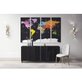 Black Background with Large Bright Colorful WorldMap WallMap Canvas With Frame For Wall Art Canvas - Image 4