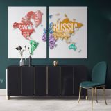 World Map With Borders And Country Names With White Background World Map Wall Art Canvas Wall Art - Image 2