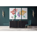 World Map With Borders And Country Names With White Background World Map Wall Art Canvas Wall Art - Image 3