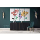 World Map With Borders And Country Names With White Background World Map Wall Art Canvas Wall Art - Image 4