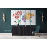 World Map With Borders And Country Names With White Background World Map Wall Art Canvas Wall Art - Image 5