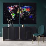 Geometric Design World Map With Country And City Names World Map Wall Art World Map Canvas Wall Art - Image 2