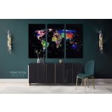 Geometric Design World Map With Country And City Names World Map Wall Art World Map Canvas Wall Art - Image 3