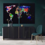 Geometric Design World Map World Map Wall Art World Map Canvas Large World Map Canvas Wall Art - Image 2