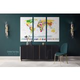 Highly Detailed Political World Map With Globes And Navigation Icons Wall Art World Canvas Wall Art - Image 3