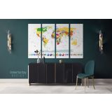Highly Detailed Political World Map With Globes And Navigation Icons Wall Art World Canvas Wall Art - Image 4
