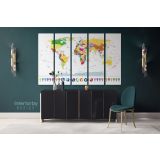Highly Detailed Political World Map With Globes And Navigation Icons Wall Art World Canvas Wall Art - Image 5