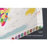 Highly Detailed Political World Map With Globes And Navigation Icons Wall Art World Canvas Wall Art - Image 6