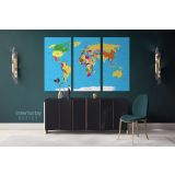 Highly Detailed Political World Map With Globes Wall Art World Map Canvas Large Canvas Wall Art - Image 3