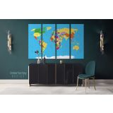 Highly Detailed Political World Map With Globes Wall Art World Map Canvas Large Canvas Wall Art - Image 4