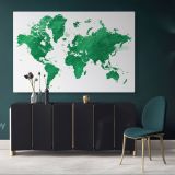 Green Large Bright Color World Map Playroom Wall Map Canvas Wall Art Canvas For Decor Home
