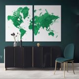 Green Large Bright Color World Map Playroom Wall Map Canvas Wall Art Canvas For Decor Home - Image 2