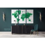 Green Large Bright Color World Map Playroom Wall Map Canvas Wall Art Canvas For Decor Home - Image 3