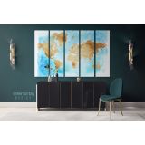 Blue with Brown Large World Map Canvas Nursery Playroom WallMap Canvas Wall Art - Image 5