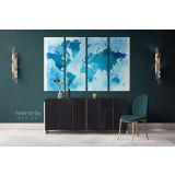 Blue Water Color Large World Map Canvas Nursery Playroom Wall Map Canvas Wall Art - Image 4