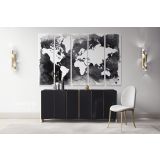 Black With White Water Color World Map Large Canvas Nursery Playroom Wall Art Office Canvas Wall Art - Image 5