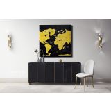Modern Black With Yellow World Map Large Canvas Nursery Playroom Wall Art Office Canvas Wall Art - Image 7
