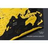 Modern Black With Yellow World Map Large Canvas Nursery Playroom Wall Art Office Canvas Wall Art - Image 6