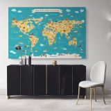 Nursery Animal Maps Kids Big Animals Canvas Gift Office Living Room Home Decor For Wall Hanging