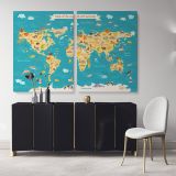 Nursery Animal Maps Kids Big Animals Canvas Gift Office Living Room Home Decor For Wall Hanging - Image 2
