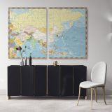 Old Retro Map of Asia and Bathymetry Canvas Gift Office Living Room Home Decor For Wall Hangings - Image 2