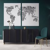 Typographic Text World Map World map wall art World Map Canvas Large World Map Canvas Wall Art - Image 2