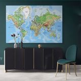 Giant World Map Atlas Geography Political Canvas Wall Art