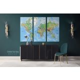 Giant World Map Atlas Geography Political Canvas Wall Art - Image 3