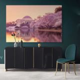 Colourful White House Spring Time View Canvas Wall Art