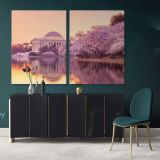 Colourful White House Spring Time View Canvas Wall Art - Image 2