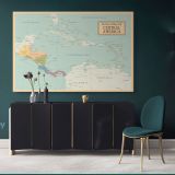 Political Map of Central America Giant World Map Atlas Geography Political Print Canvas Wall Art