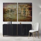 Vintage Style Venice Cityscape Canvas Wall Art - Image 2